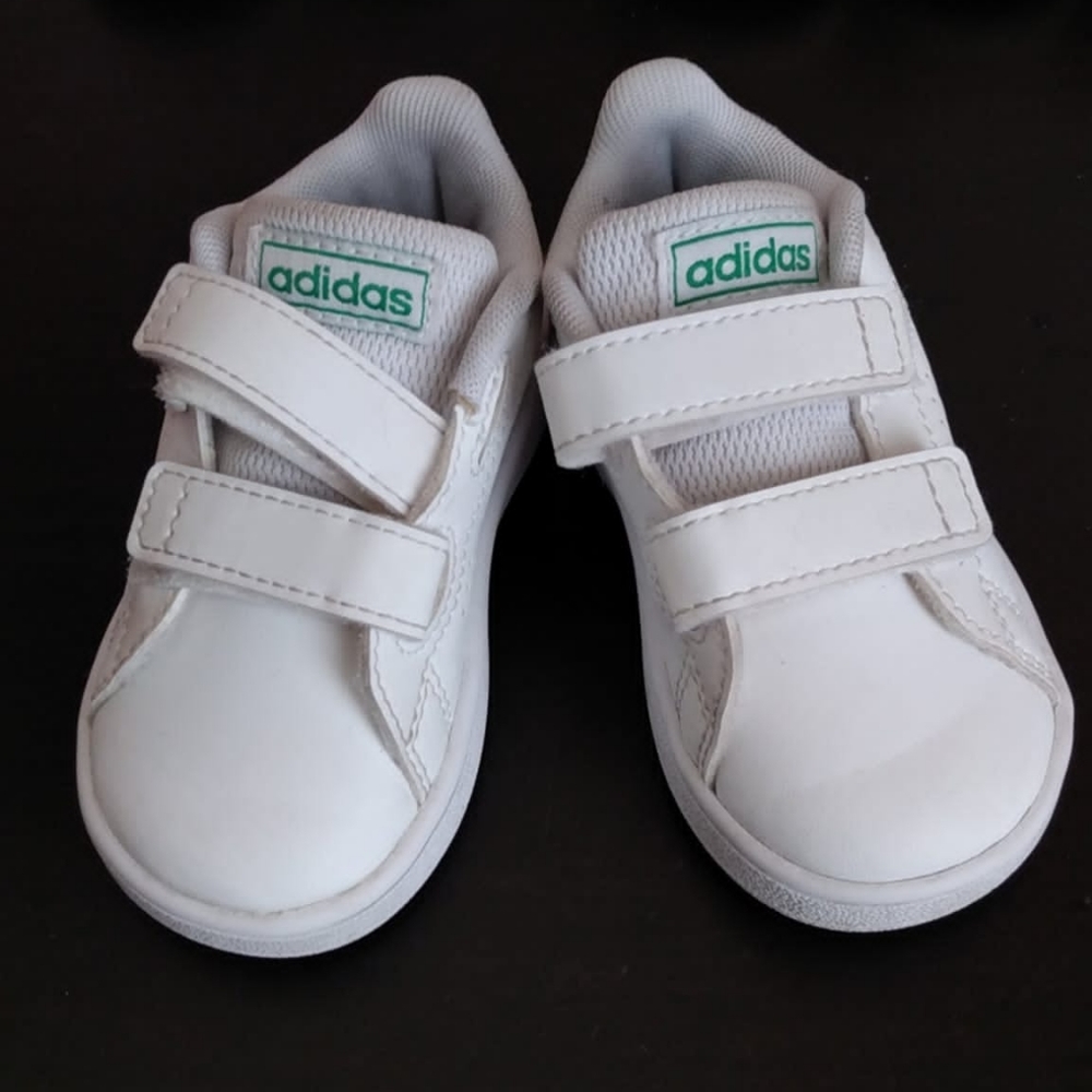 Adidas Classic White Leather Velcro Tennis Sneakers Toddler Sz 5c